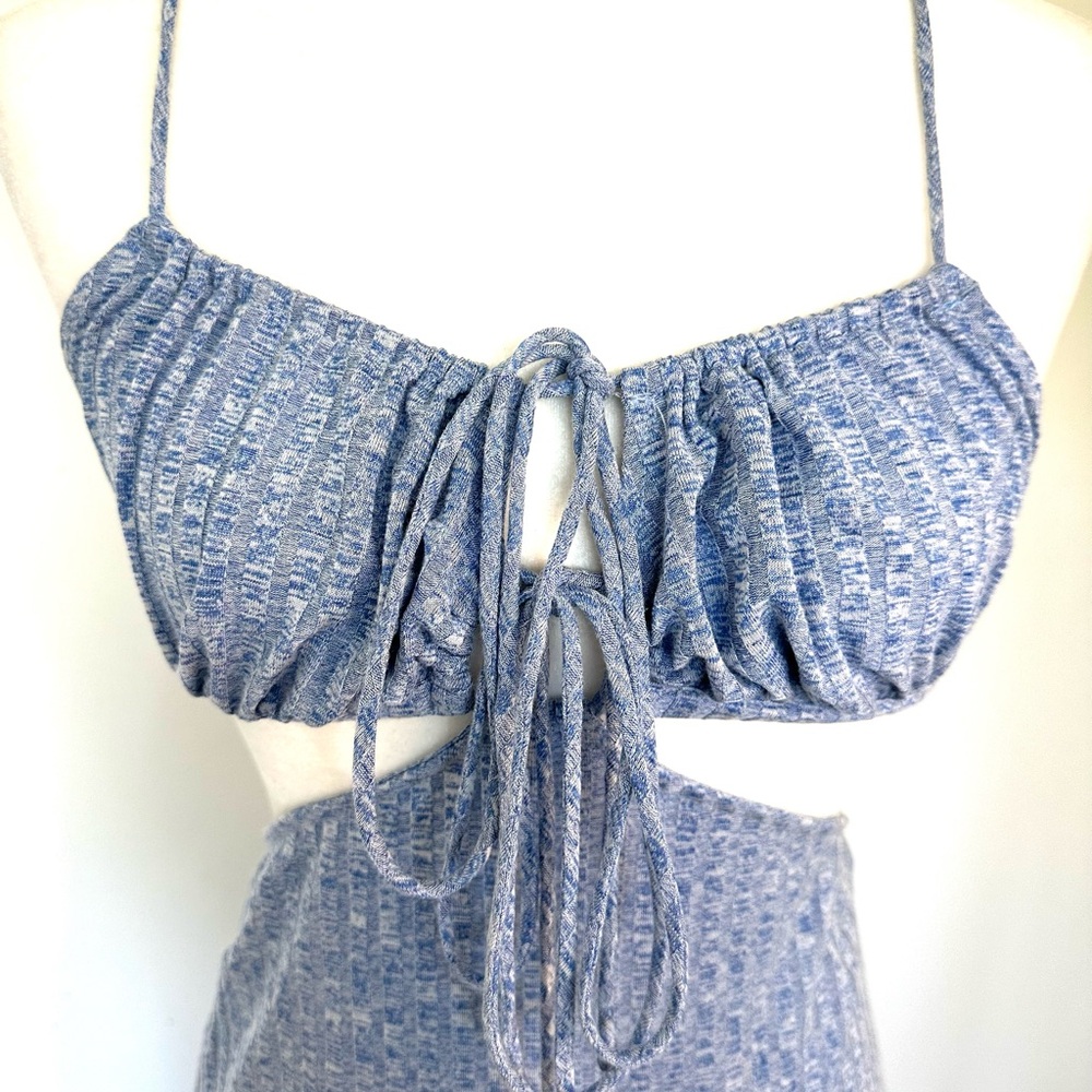 Revolves Song Of Style Blue Ribbed Cut Out Dress. - Picture 10 of 10